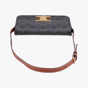 Pre-owned Celine TRIOMPHE Brown PVC coated canvas  shoulderbag | stylenewstar