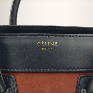Pre-owned Celine Luggage Mini Shopper Beige×red×blue Leather×suede  handbag | stylenewstar