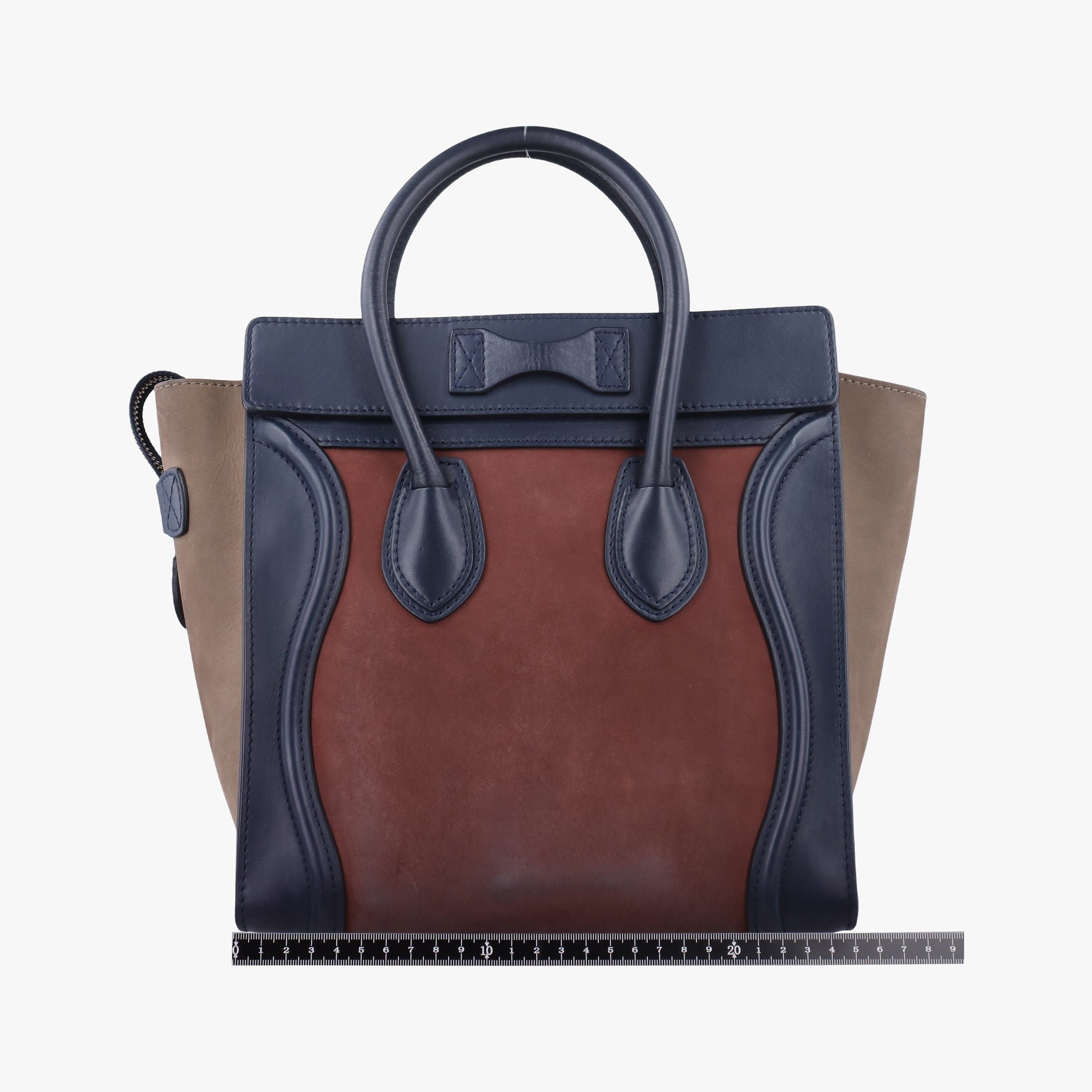 Pre-owned Celine Luggage Mini Shopper Beige×red×blue Leather×suede  handbag | stylenewstar