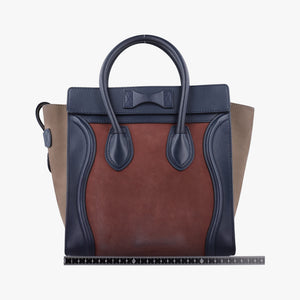 Pre-owned Celine Luggage Mini Shopper Beige×red×blue Leather×suede  handbag | stylenewstar