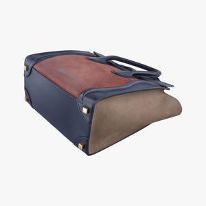 Pre-owned Celine Luggage Mini Shopper Beige×red×blue Leather×suede  handbag | stylenewstar
