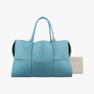 Pre-owned Bottega Veneta THE ARCO Tote Blue lambskin  handbag | stylenewstar