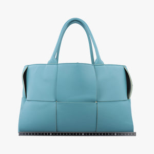 Pre-owned Bottega Veneta THE ARCO Tote Blue lambskin  handbag | stylenewstar