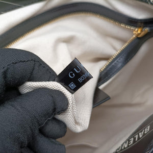 Pre-owned Gucci Gucci x Balenciaga The Hacker Project Jackie 1961 Black Leather 636712 shoulderbag | stylenewstar