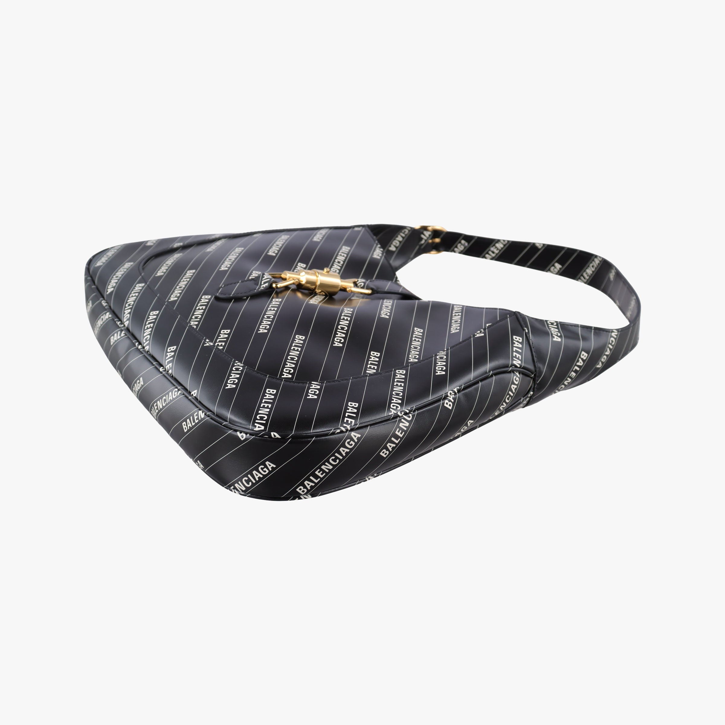 Pre-owned Gucci Gucci x Balenciaga The Hacker Project Jackie 1961 Black Leather 636712 shoulderbag | stylenewstar