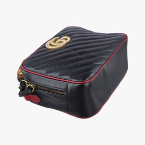 Secondhand Gucci GG Marmont Bamboo Top Handle Black×Red Leather 602270 shoulderbag | stylenewstar