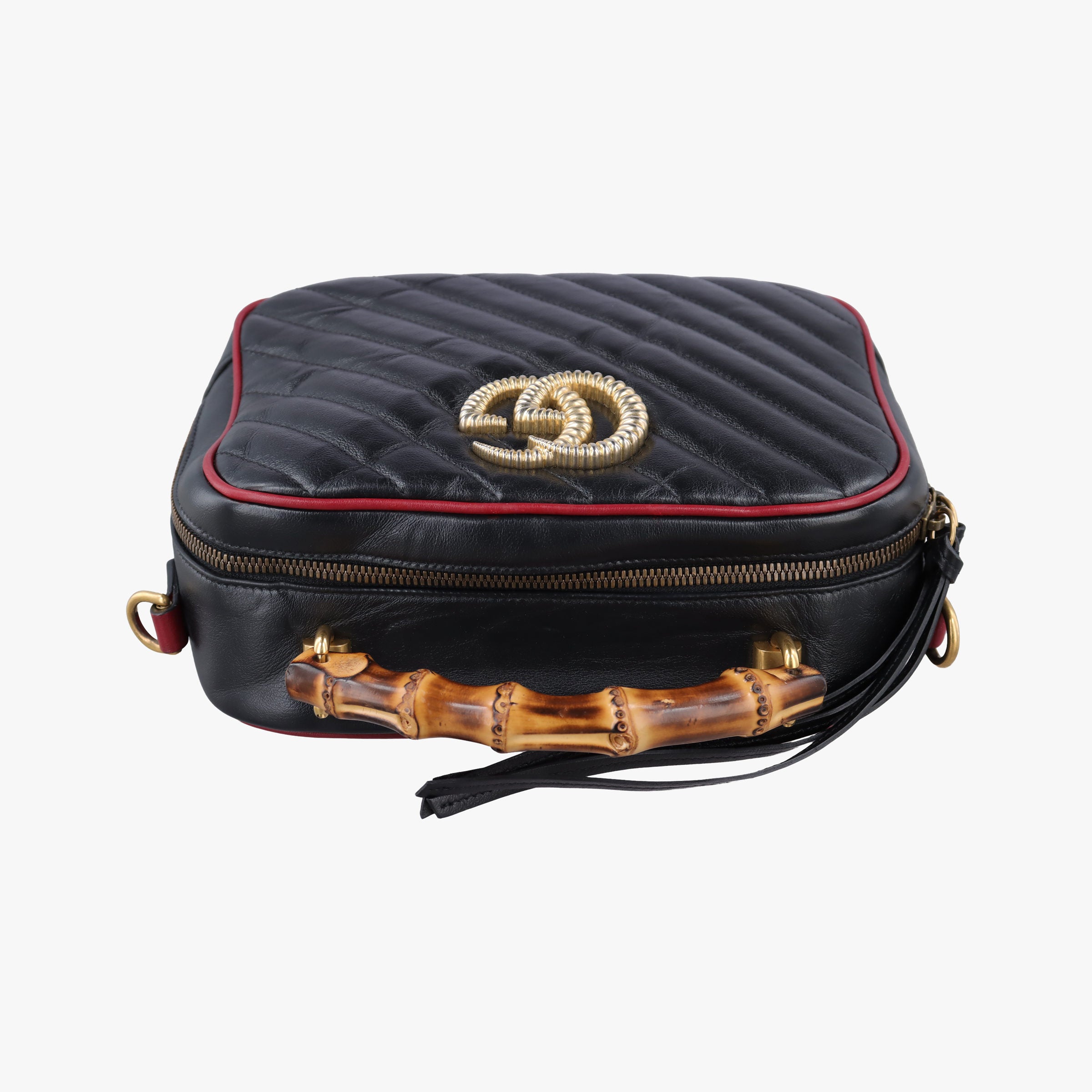 Secondhand Gucci GG Marmont Bamboo Top Handle Black×Red Leather 602270 shoulderbag | stylenewstar
