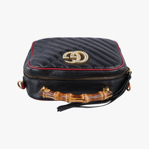 Secondhand Gucci GG Marmont Bamboo Top Handle Black×Red Leather 602270 shoulderbag | stylenewstar