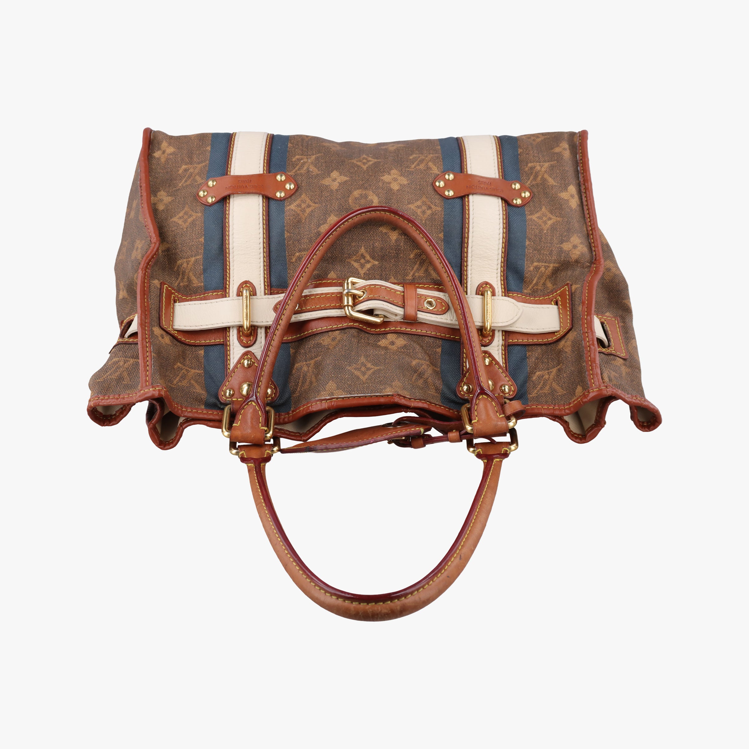Pre-owned Louis Vuitton Sac Rayures GM brown×multicolor Monogram Tissue M56385 handbag | stylenewstar