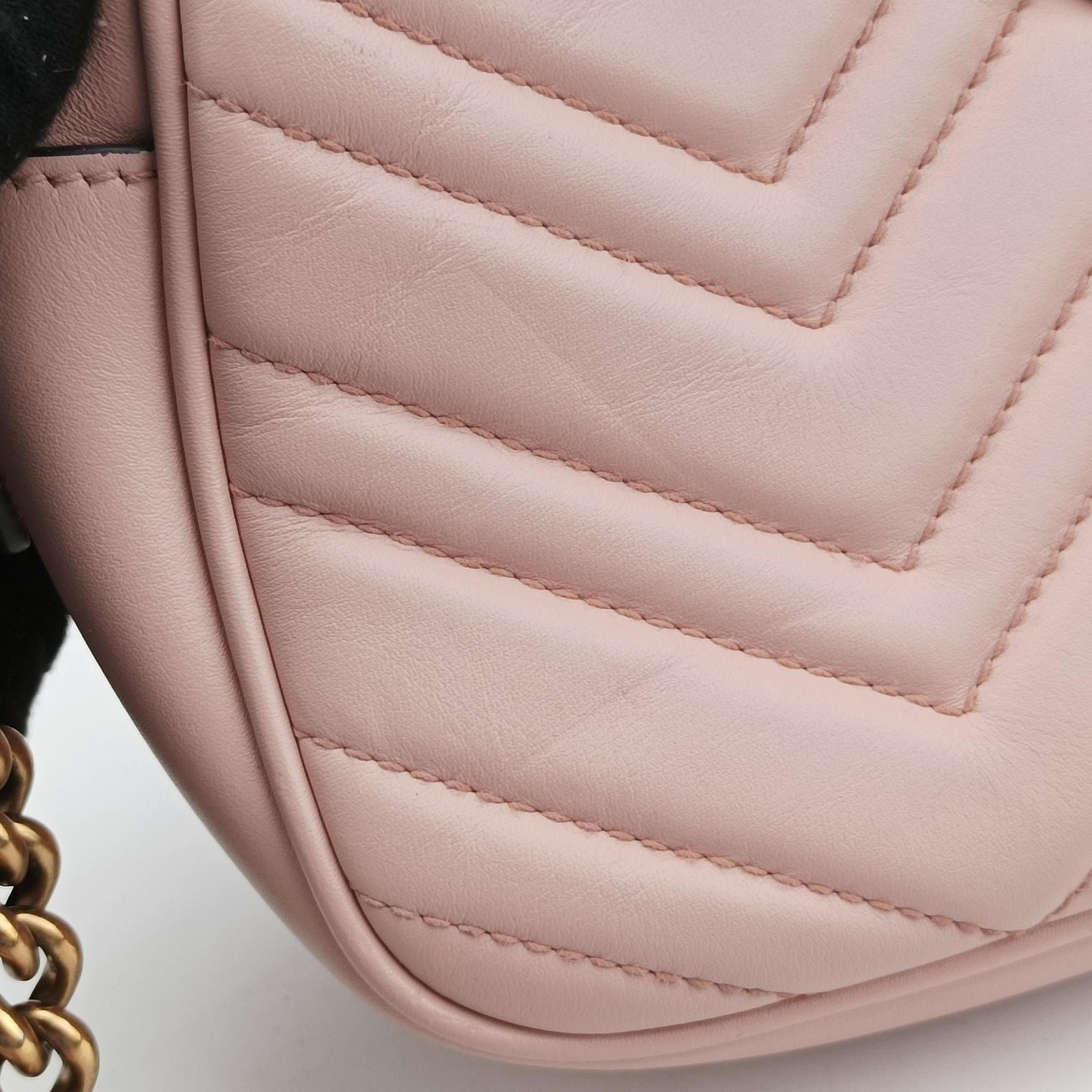 Pre-owned Gucci GG Marmont Pink Leather 447632 shoulderbag | stylenewstar