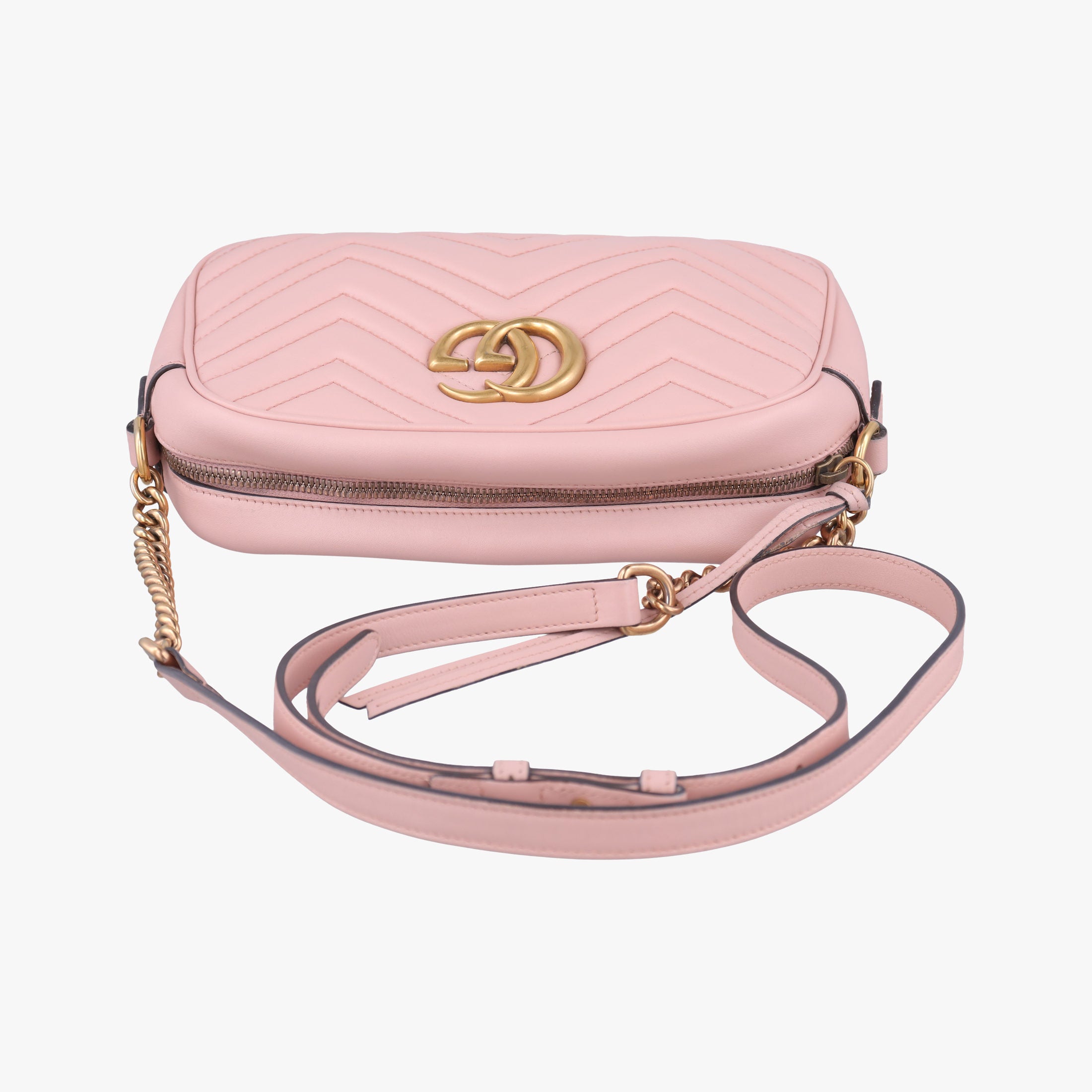 Pre-owned Gucci GG Marmont Pink Leather 447632 shoulderbag | stylenewstar
