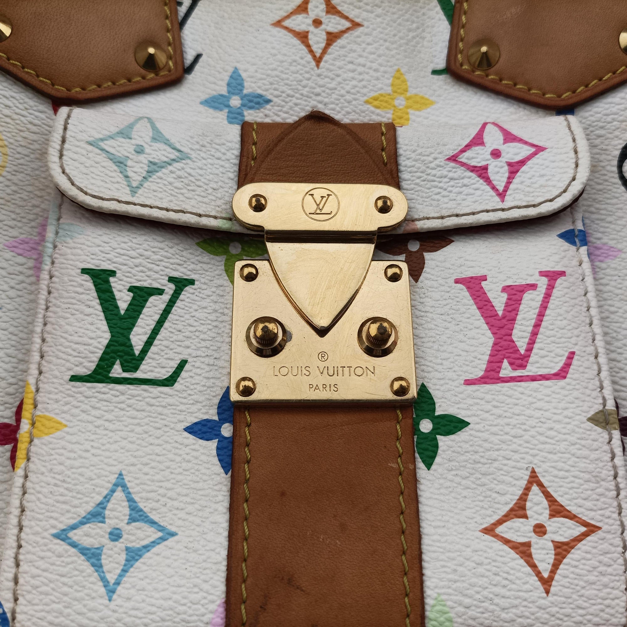 Pre-owned Louis Vuitton Speedy 30 white Monogram Multicolor M92643 handbag | stylenewstar