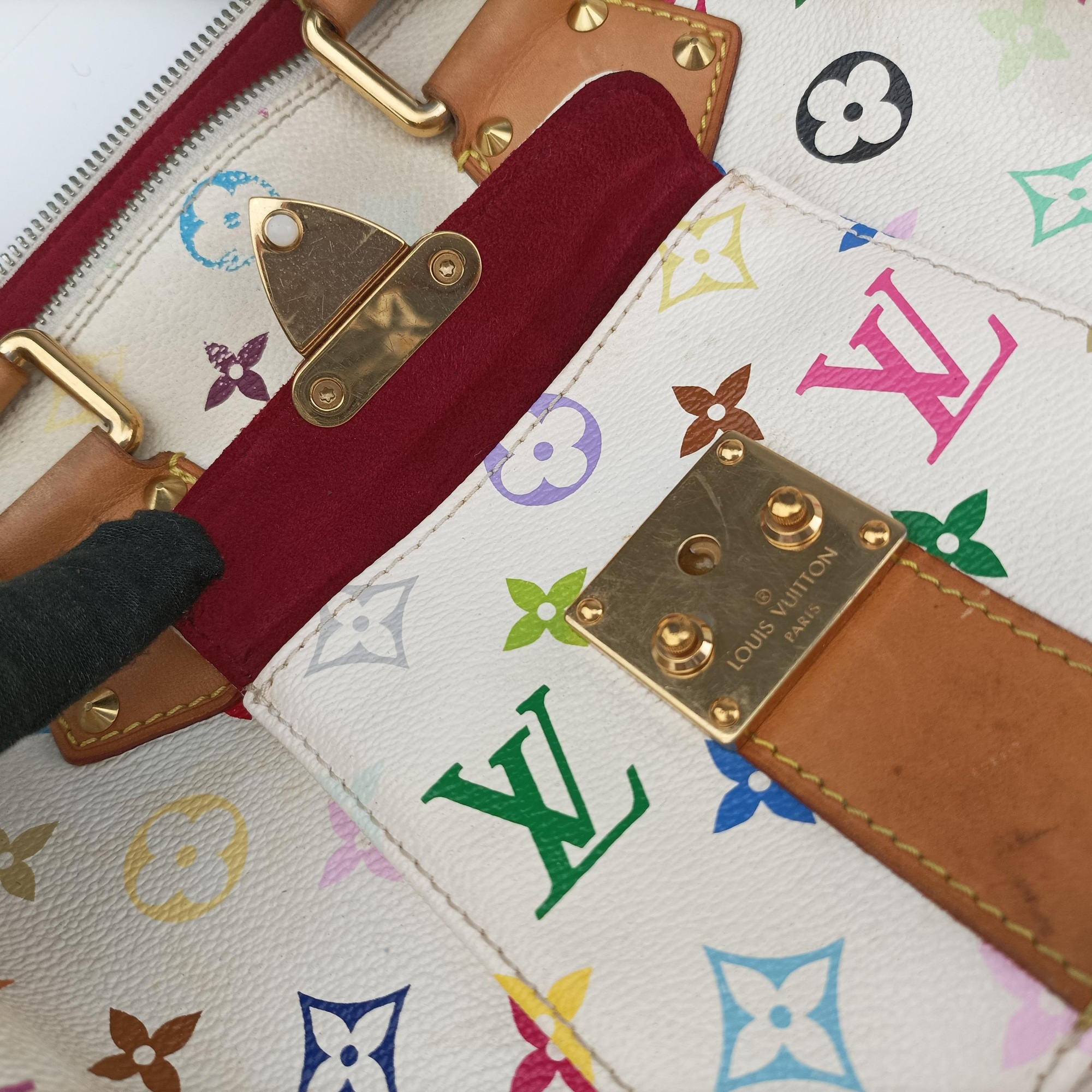 Pre-owned Louis Vuitton Speedy 30 white Monogram Multicolor M92643 handbag | stylenewstar