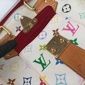 Pre-owned Louis Vuitton Speedy 30 white Monogram Multicolor M92643 handbag | stylenewstar
