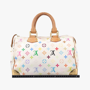 Pre-owned Louis Vuitton Speedy 30 white Monogram Multicolor M92643 handbag | stylenewstar