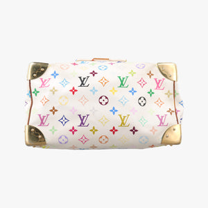 Pre-owned Louis Vuitton Speedy 30 white Monogram Multicolor M92643 handbag | stylenewstar