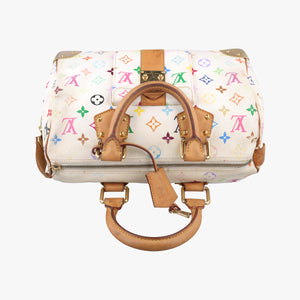 Pre-owned Louis Vuitton Speedy 30 white Monogram Multicolor M92643 handbag | stylenewstar