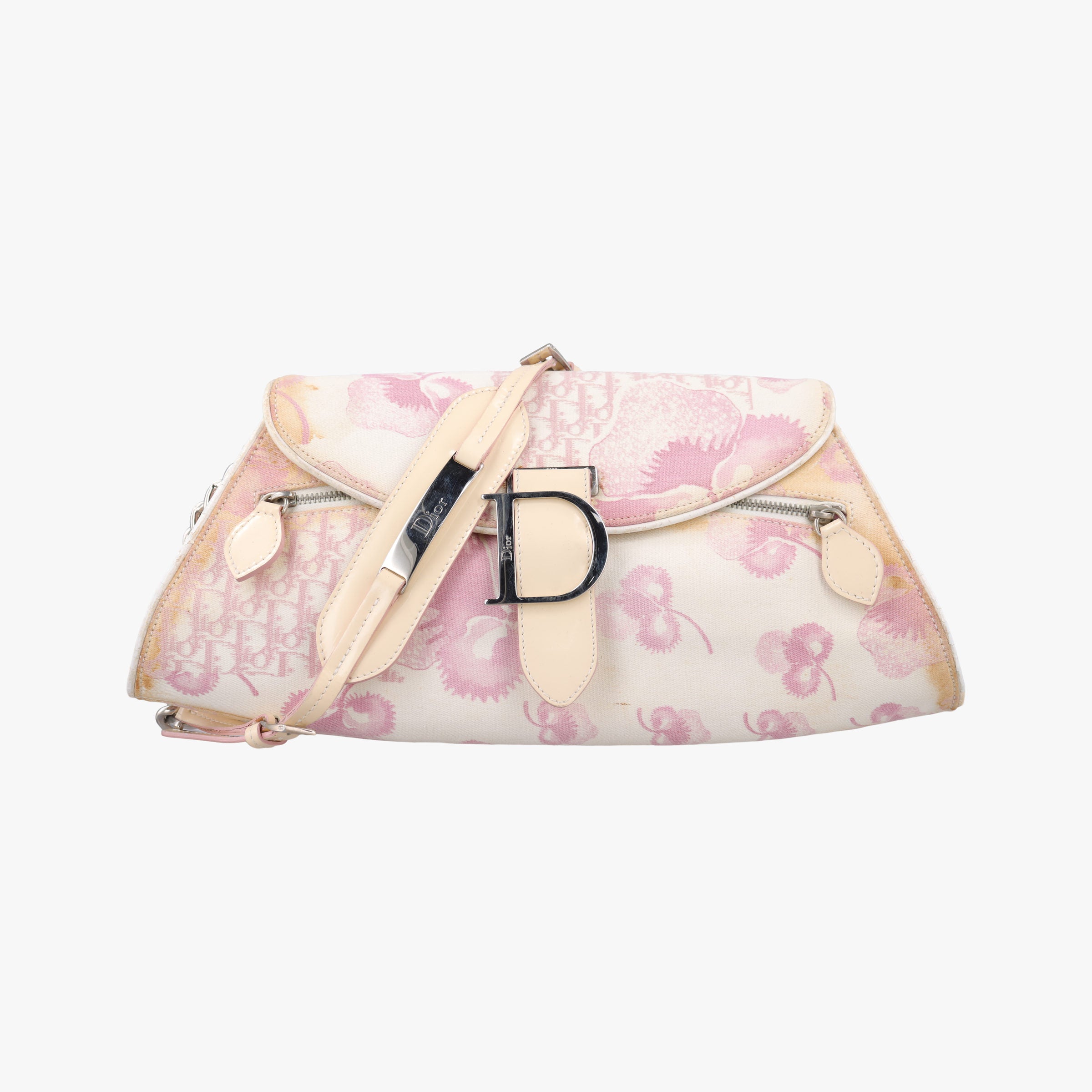 Pre-owned Christian Dior Cherry Blossom Flower Baguette White×Multicolour canvas  shoulderbag | stylenewstar
