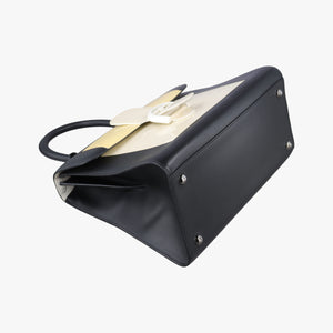 Vintage Delvaux Brillant Black × ivory Leather × patent leather  shoulderbag | stylenewstar