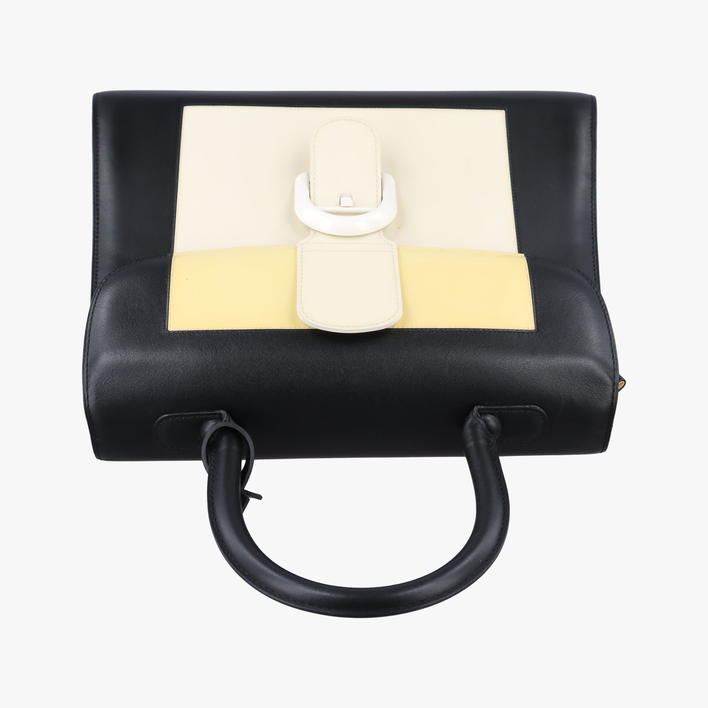 Vintage Delvaux Brillant Black × ivory Leather × patent leather  shoulderbag | stylenewstar