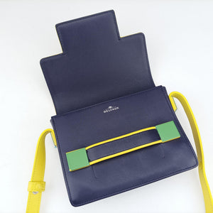 Pre-owned Delvaux Madame Navy × Yellow × Green Leather  shoulderbag | stylenewstar