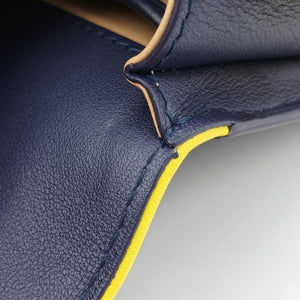 Pre-owned Delvaux Madame Navy × Yellow × Green Leather  shoulderbag | stylenewstar