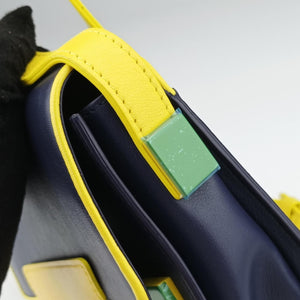 Pre-owned Delvaux Madame Navy × Yellow × Green Leather  shoulderbag | stylenewstar