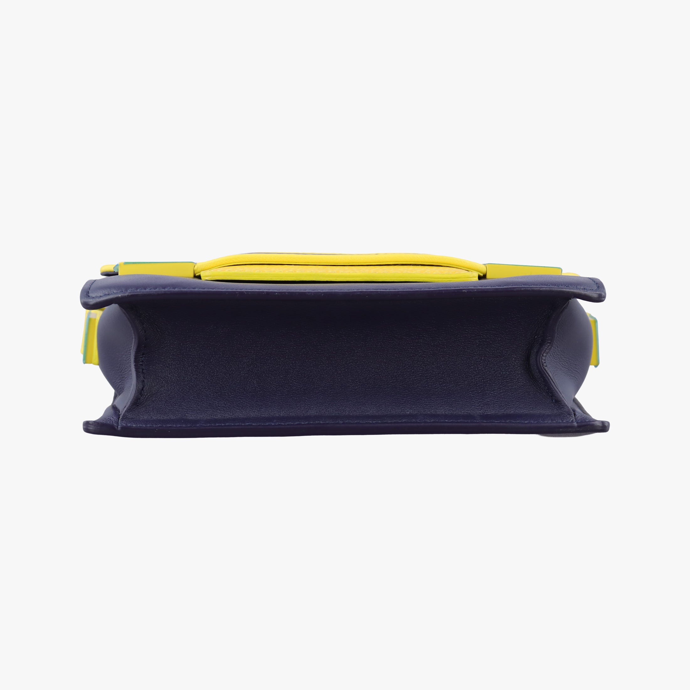 Pre-owned Delvaux Madame Navy × Yellow × Green Leather  shoulderbag | stylenewstar