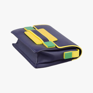 Pre-owned Delvaux Madame Navy × Yellow × Green Leather  shoulderbag | stylenewstar