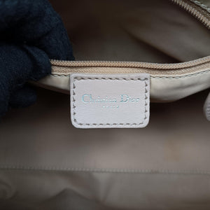 Pre-owned Christian Dior Romantic Trotter Beige x White PVC coated canvas x velour  handbag | stylenewstar
