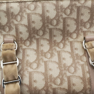 Pre-owned Christian Dior Romantic Trotter Beige x White PVC coated canvas x velour  handbag | stylenewstar