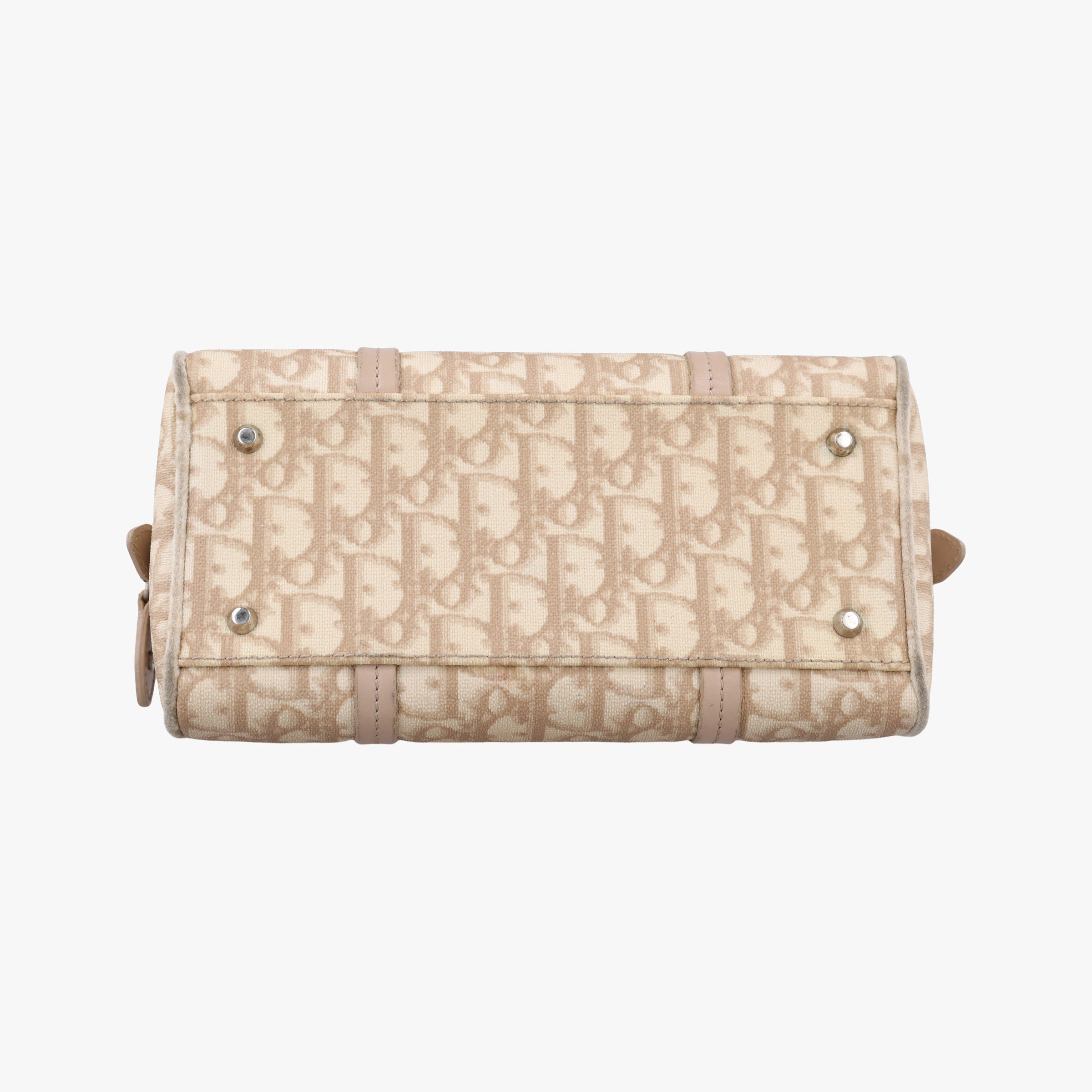 Pre-owned Christian Dior Romantic Trotter Beige x White PVC coated canvas x velour  handbag | stylenewstar