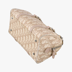 Pre-owned Christian Dior Romantic Trotter Beige x White PVC coated canvas x velour  handbag | stylenewstar