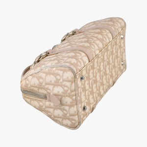 Pre-owned Christian Dior Romantic Trotter Beige x White PVC coated canvas x velour  handbag | stylenewstar