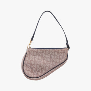 Secondhand Christian Dior Saddle Navy × Beige Pink Jacquard  handbag | stylenewstar