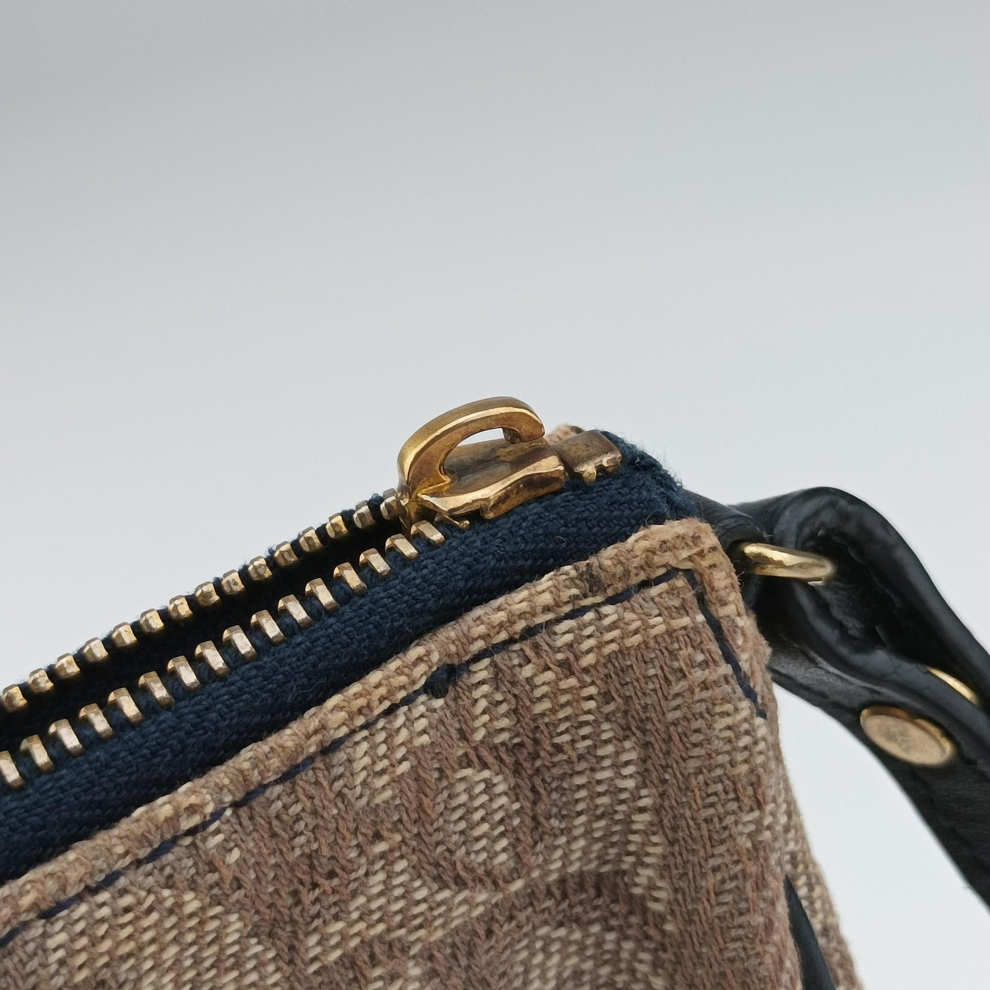 Secondhand Christian Dior Saddle Navy × Beige Pink Jacquard  handbag | stylenewstar