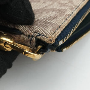 Secondhand Christian Dior Saddle Navy × Beige Pink Jacquard  handbag | stylenewstar