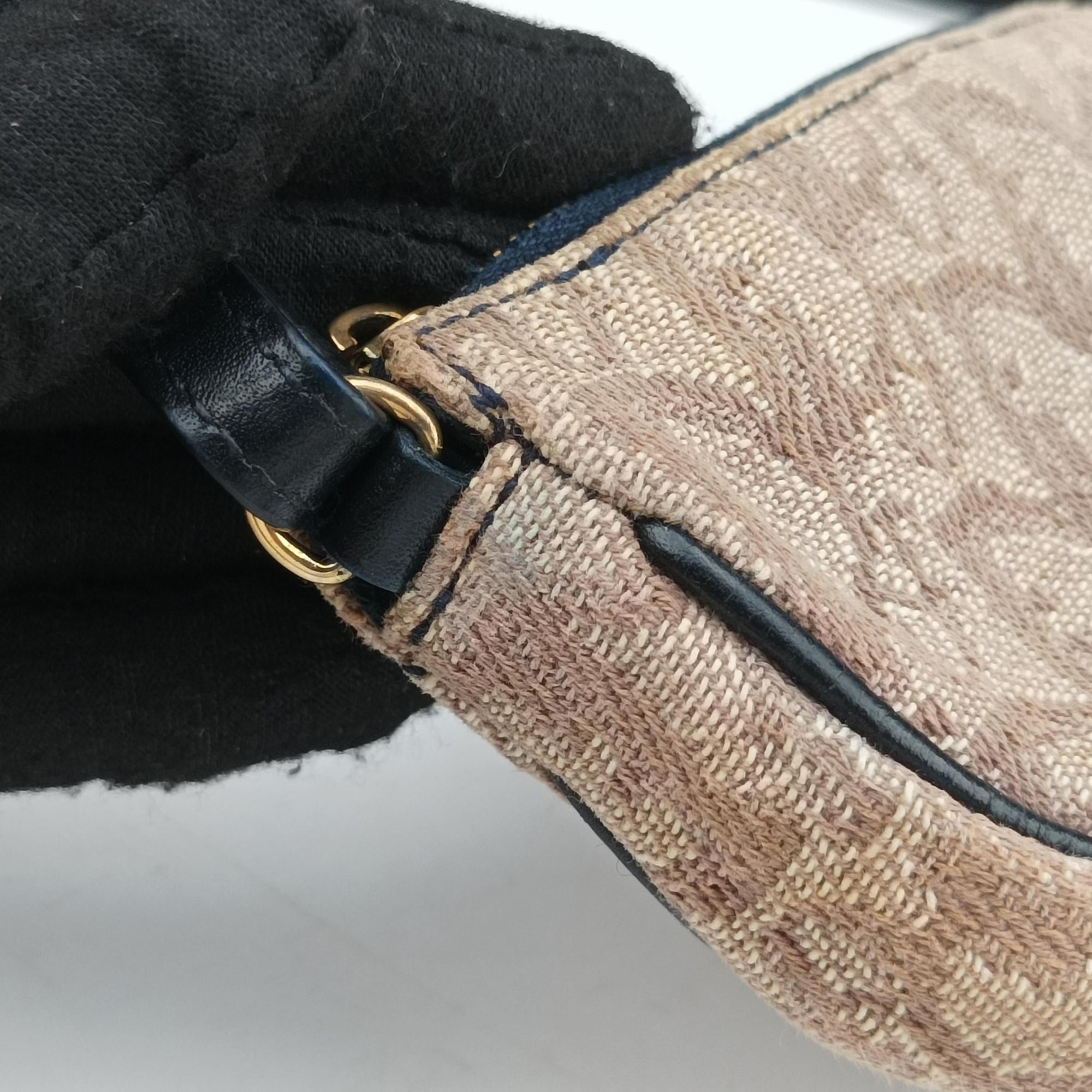 Secondhand Christian Dior Saddle Navy × Beige Pink Jacquard  handbag | stylenewstar