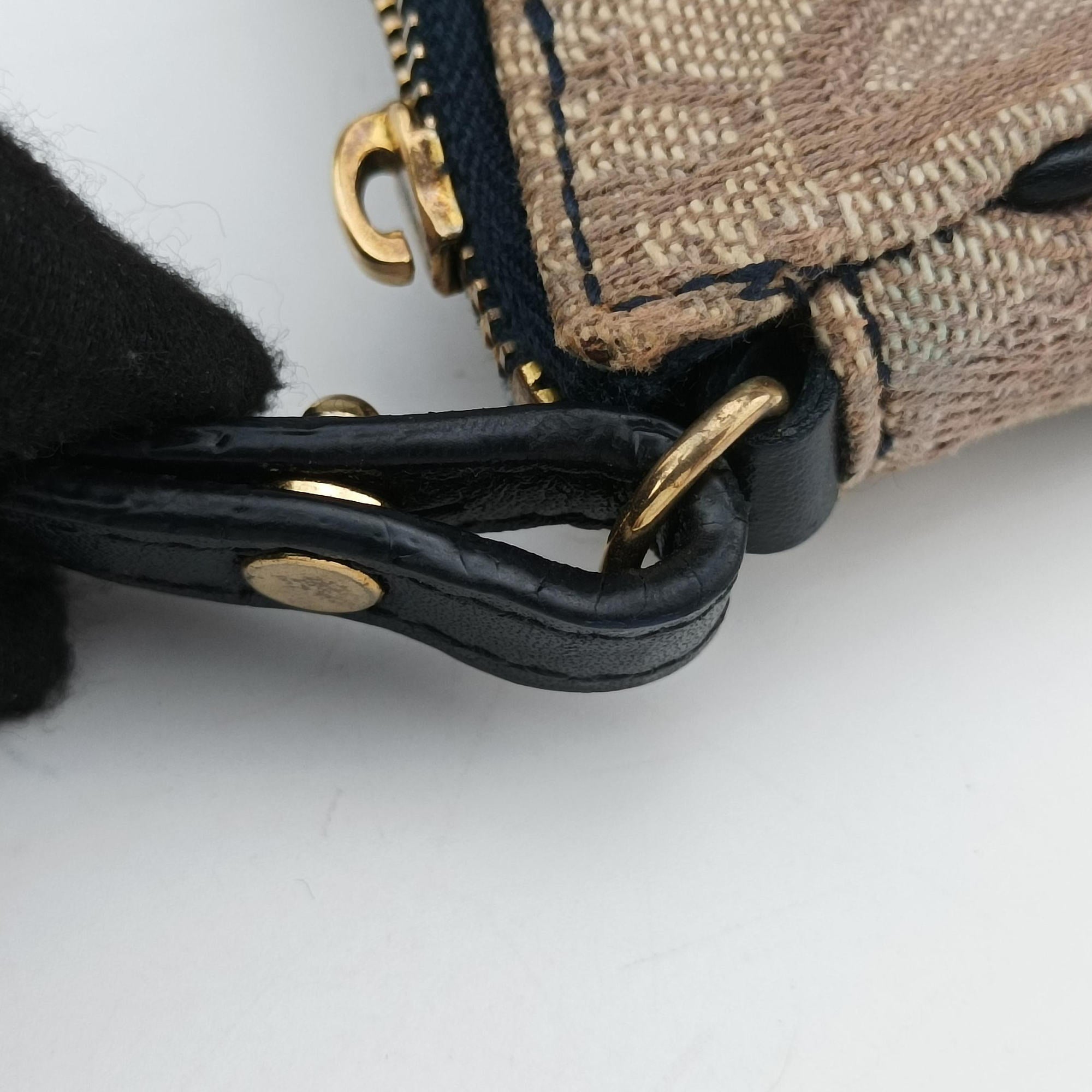 Secondhand Christian Dior Saddle Navy × Beige Pink Jacquard  handbag | stylenewstar