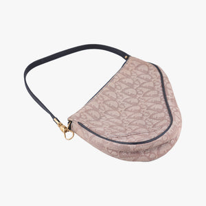 Secondhand Christian Dior Saddle Navy × Beige Pink Jacquard  handbag | stylenewstar