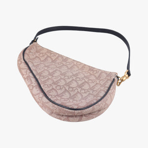 Secondhand Christian Dior Saddle Navy × Beige Pink Jacquard  handbag | stylenewstar