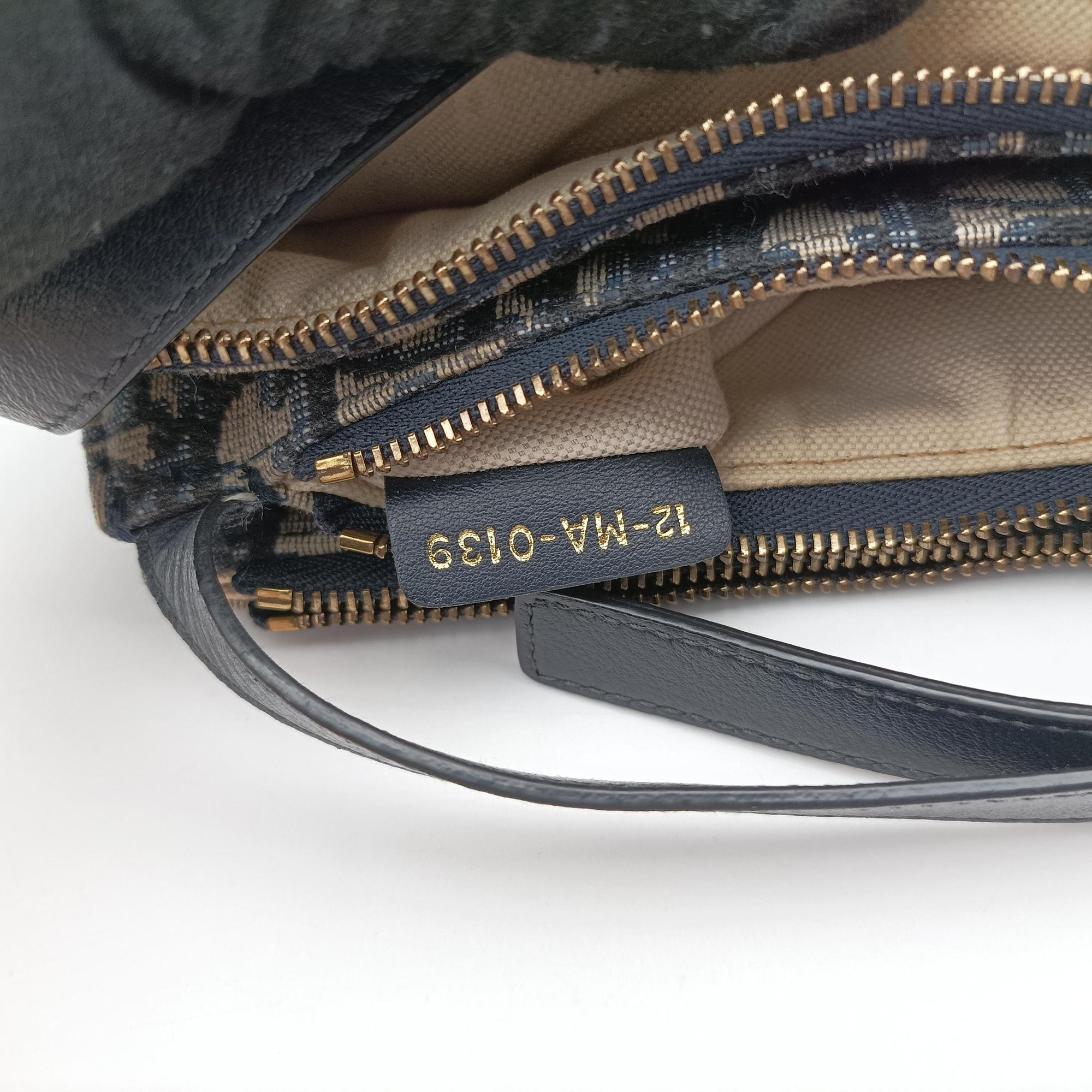 Pre-owned Christian Dior Saddle Navy×Gray Jacquard  shoulderbag | stylenewstar