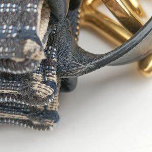Pre-owned Christian Dior Saddle Navy×Gray Jacquard  shoulderbag | stylenewstar