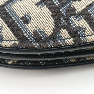 Pre-owned Christian Dior Saddle Navy×Gray Jacquard  shoulderbag | stylenewstar