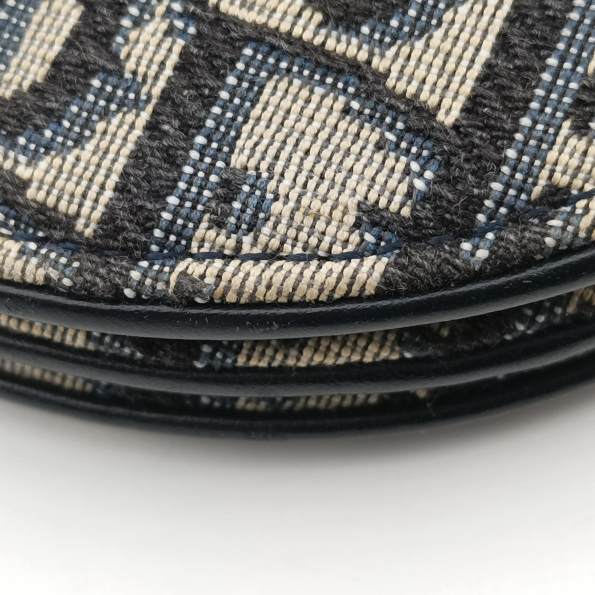 Pre-owned Christian Dior Saddle Navy×Gray Jacquard  shoulderbag | stylenewstar