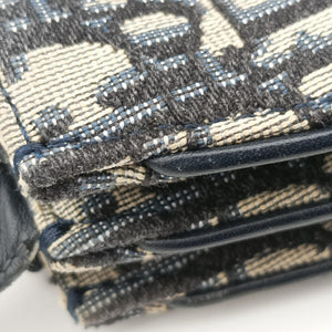 Pre-owned Christian Dior Saddle Navy×Gray Jacquard  shoulderbag | stylenewstar