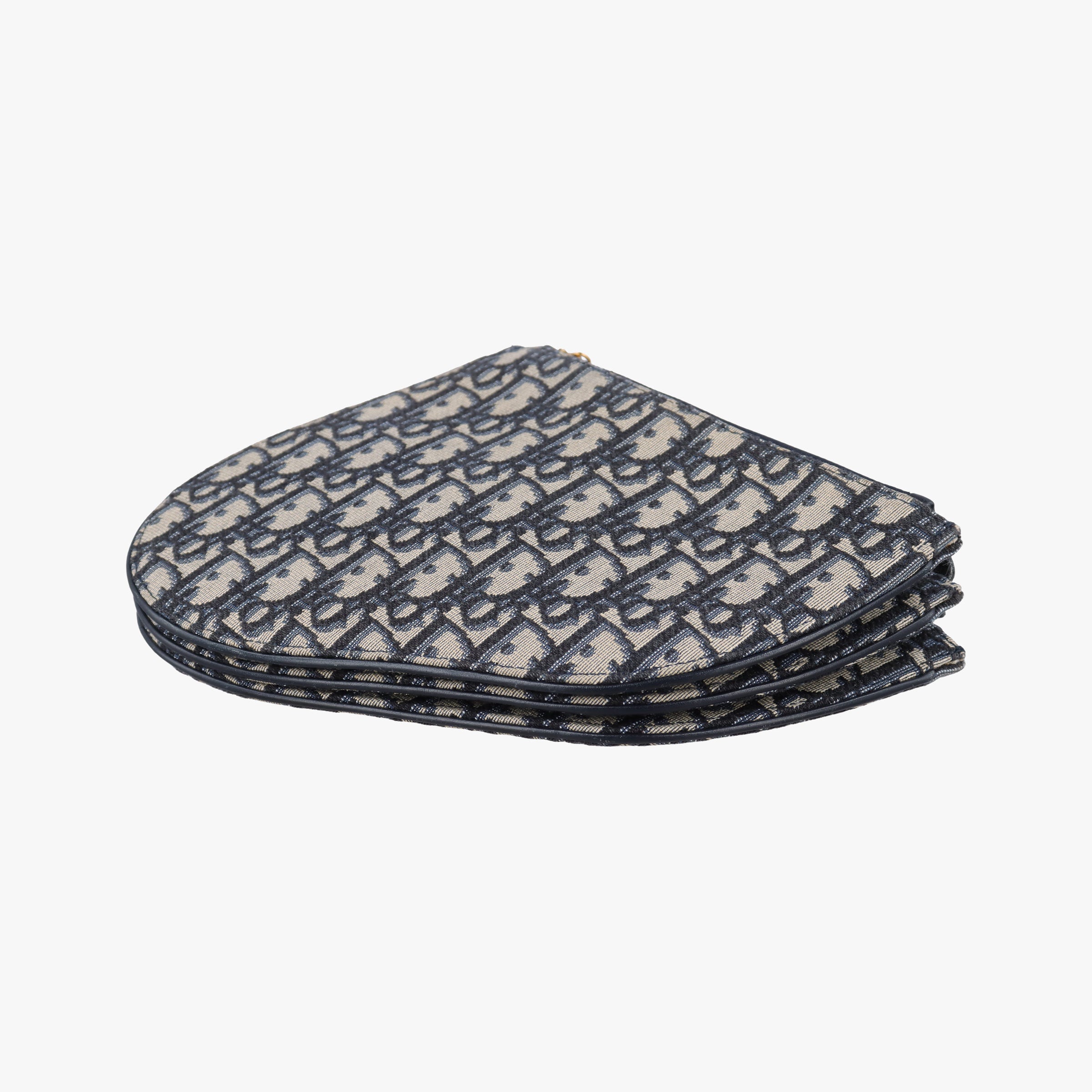 Pre-owned Christian Dior Saddle Navy×Gray Jacquard  shoulderbag | stylenewstar
