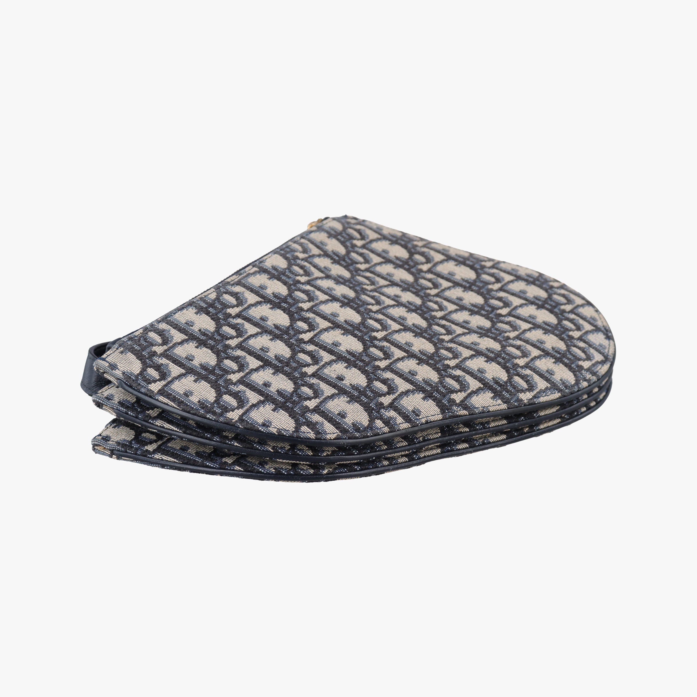 Pre-owned Christian Dior Saddle Navy×Gray Jacquard  shoulderbag | stylenewstar