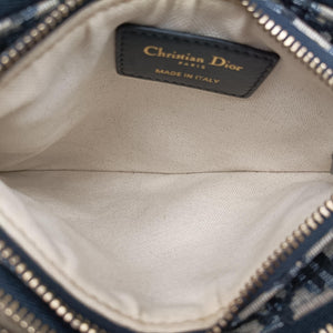 Pre-owned Christian Dior Saddle Navy×Gray Jacquard  shoulderbag | stylenewstar