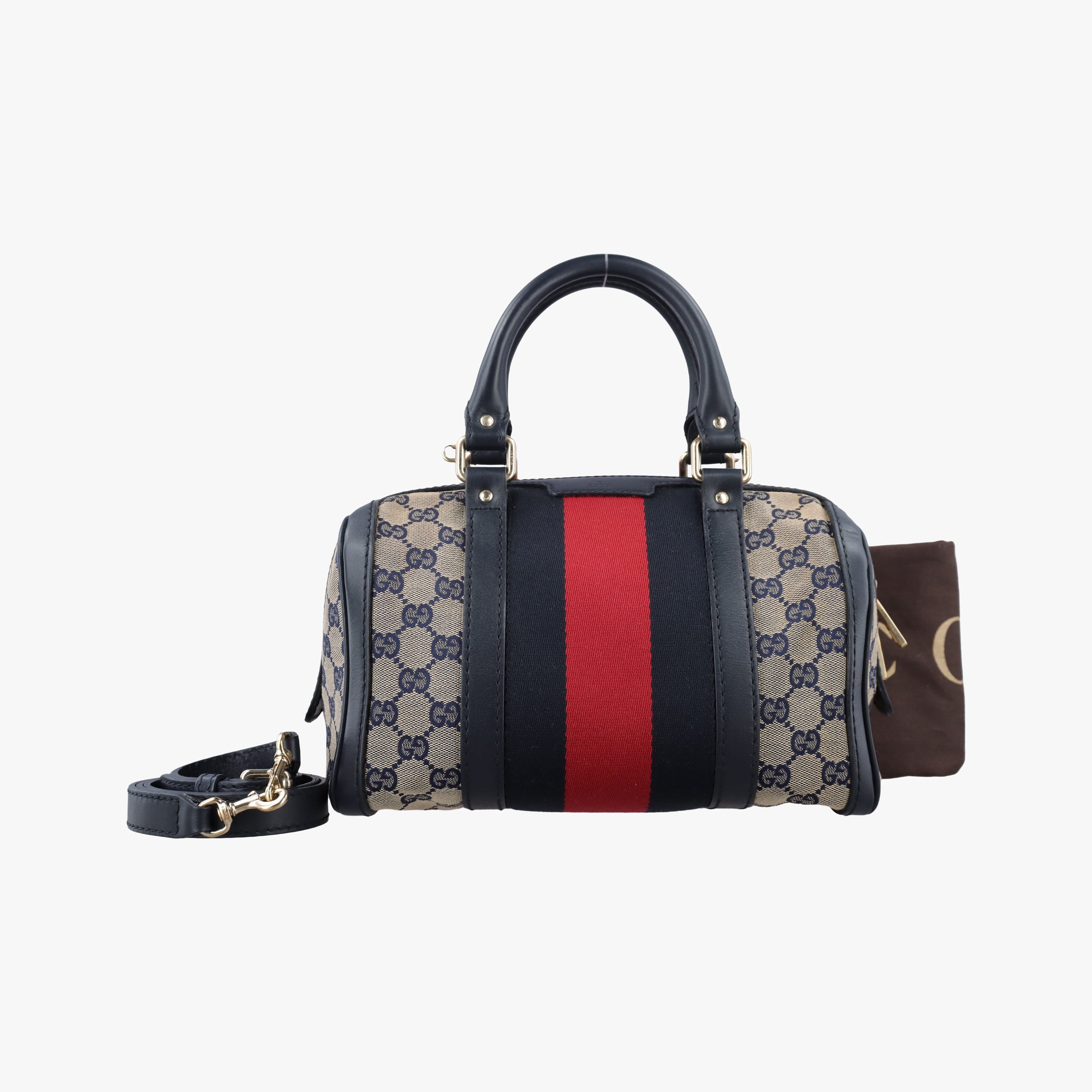 Secondhand Gucci Sherry Line navy×red×beige Canvas×Leather 269876 shoulderbag | stylenewstar
